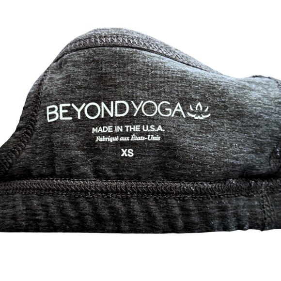 Beyond Yoga Darkest Night/Heather Gray Spacedye Slim Racerback Active Sports Bra - Picture 4 of 4
